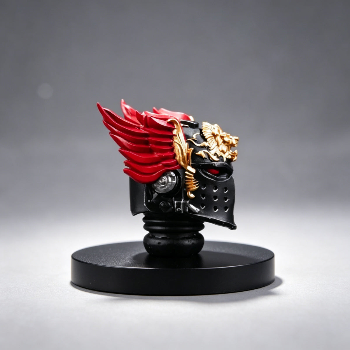 Custom Black Templars Helmet - Gold Lion & Red Wings