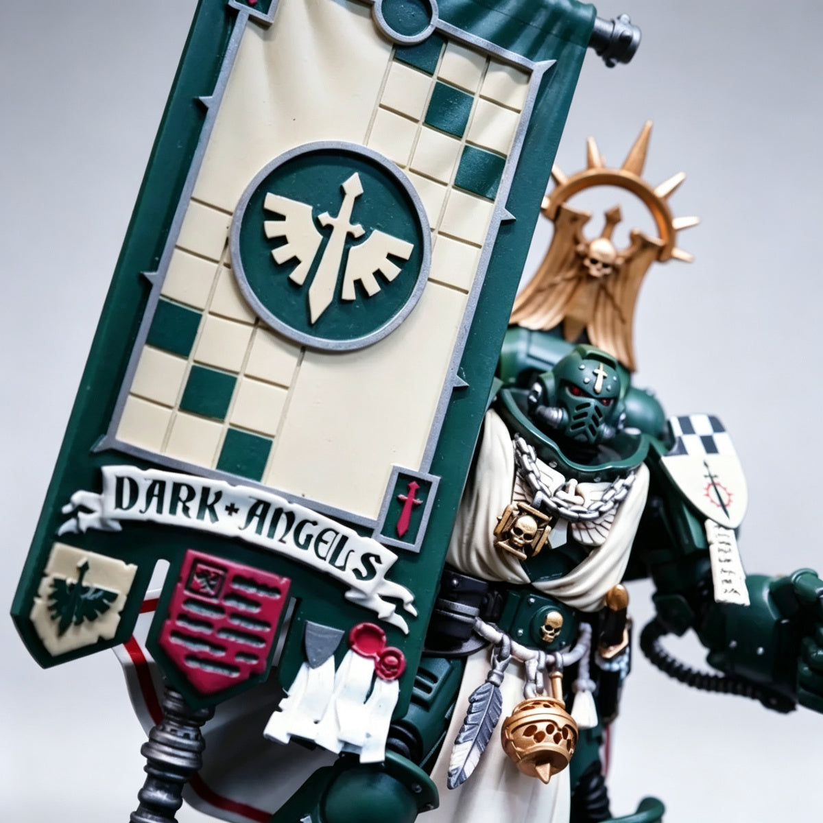 Custom Dark Angels Banner - Winged Sword & Checkered Pattern