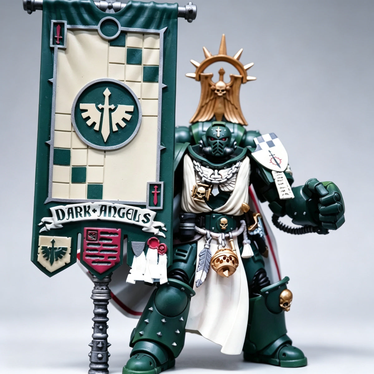 Custom Dark Angels Banner - Winged Sword & Checkered Pattern