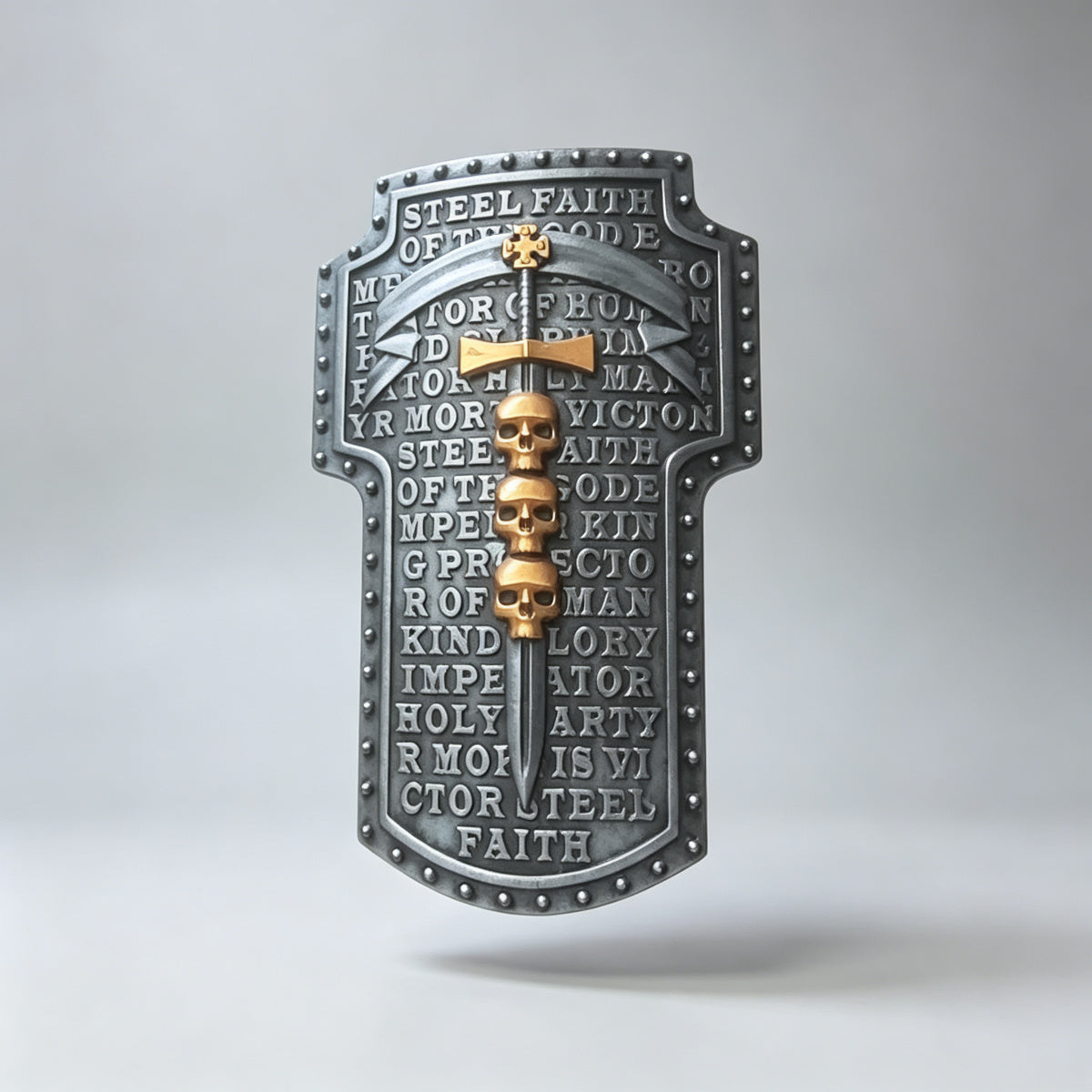 Custom Deathwatch Black Templars Shield - Inscribed Sword & Skulls