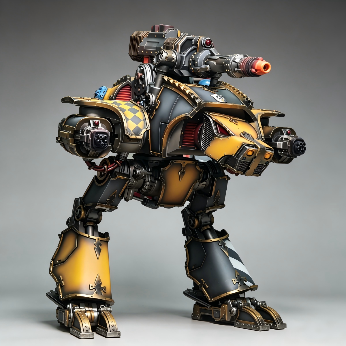 Warhound Scout Titan - (10inches) Custom Hand-Painted Mecha (Yellow & Charcoal Black Heraldry)