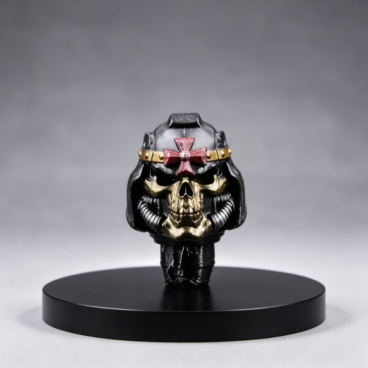 Custom Black Templars Helmet - Gold Skull & Red Cross