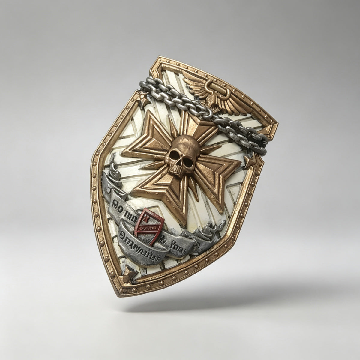 Custom Black Templars Shield - Bronze Maltese Cross & Chains