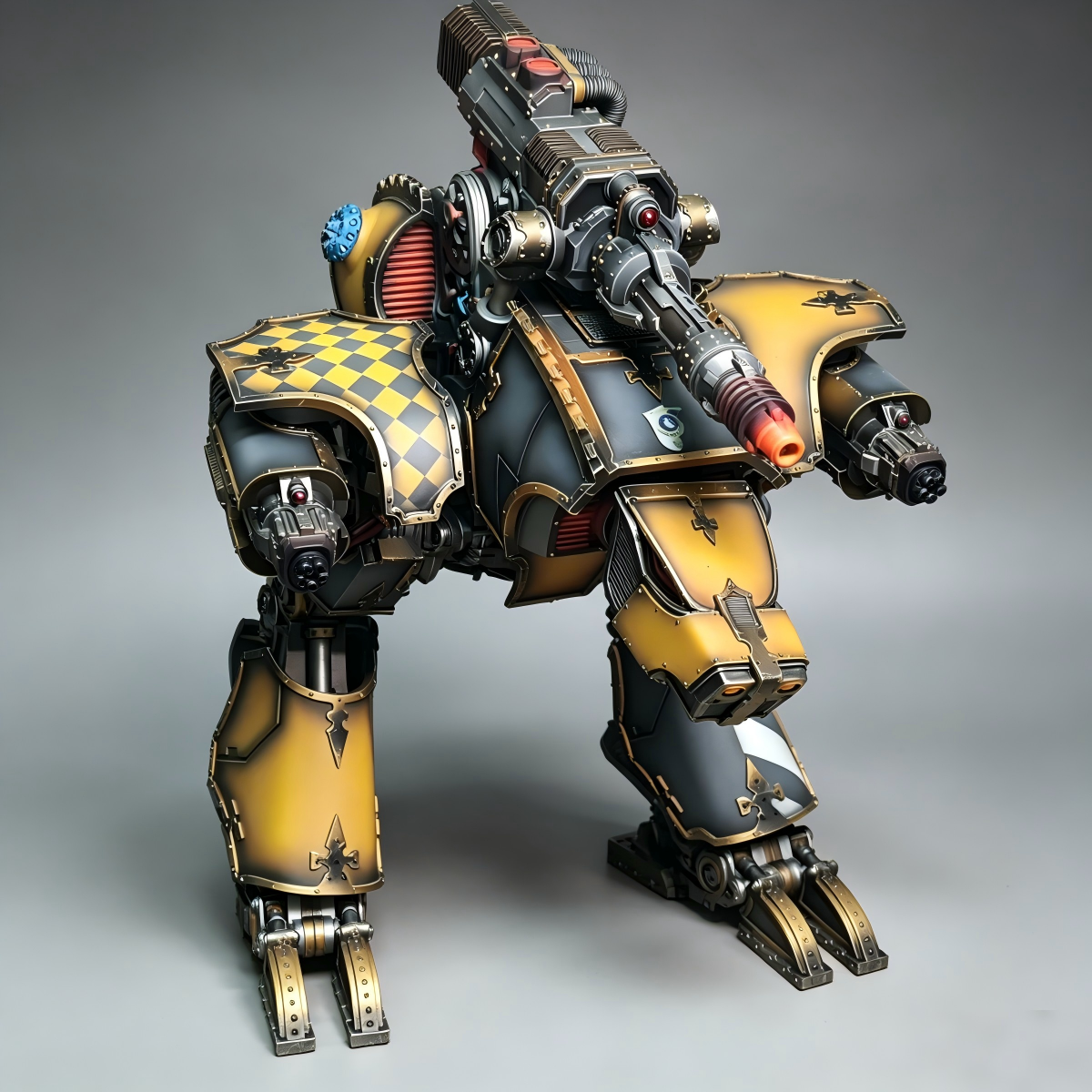 Warhound Scout Titan - (10inches) Custom Hand-Painted Mecha (Yellow & Charcoal Black Heraldry)
