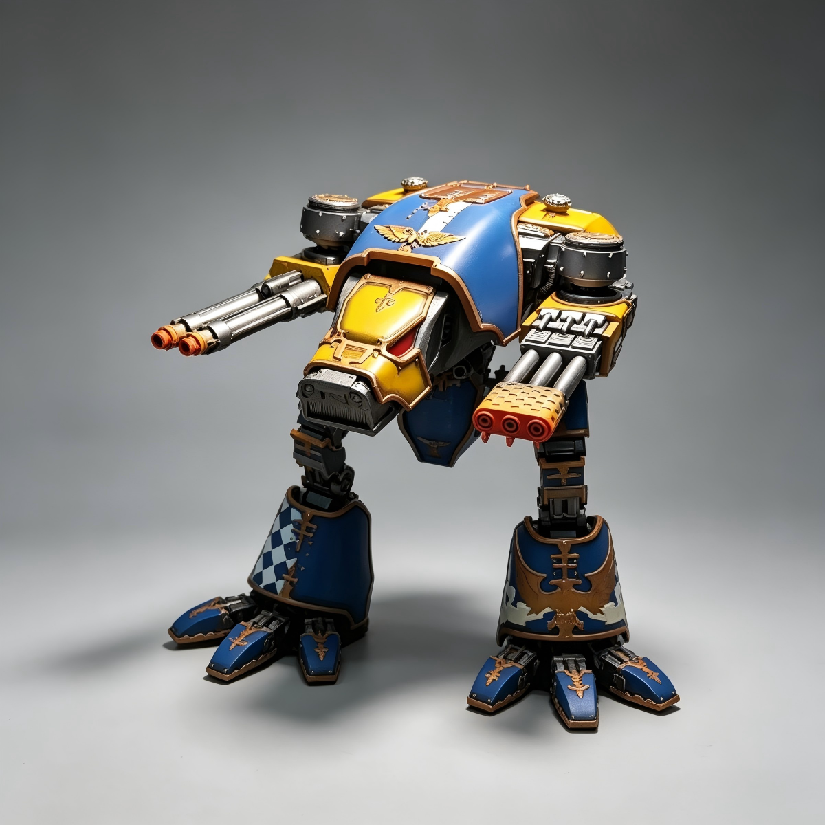 Warhound Scout Titan (10inches ) - 1/18 Custom Hand-Painted Mecha (Cobalt Blue & Gold)