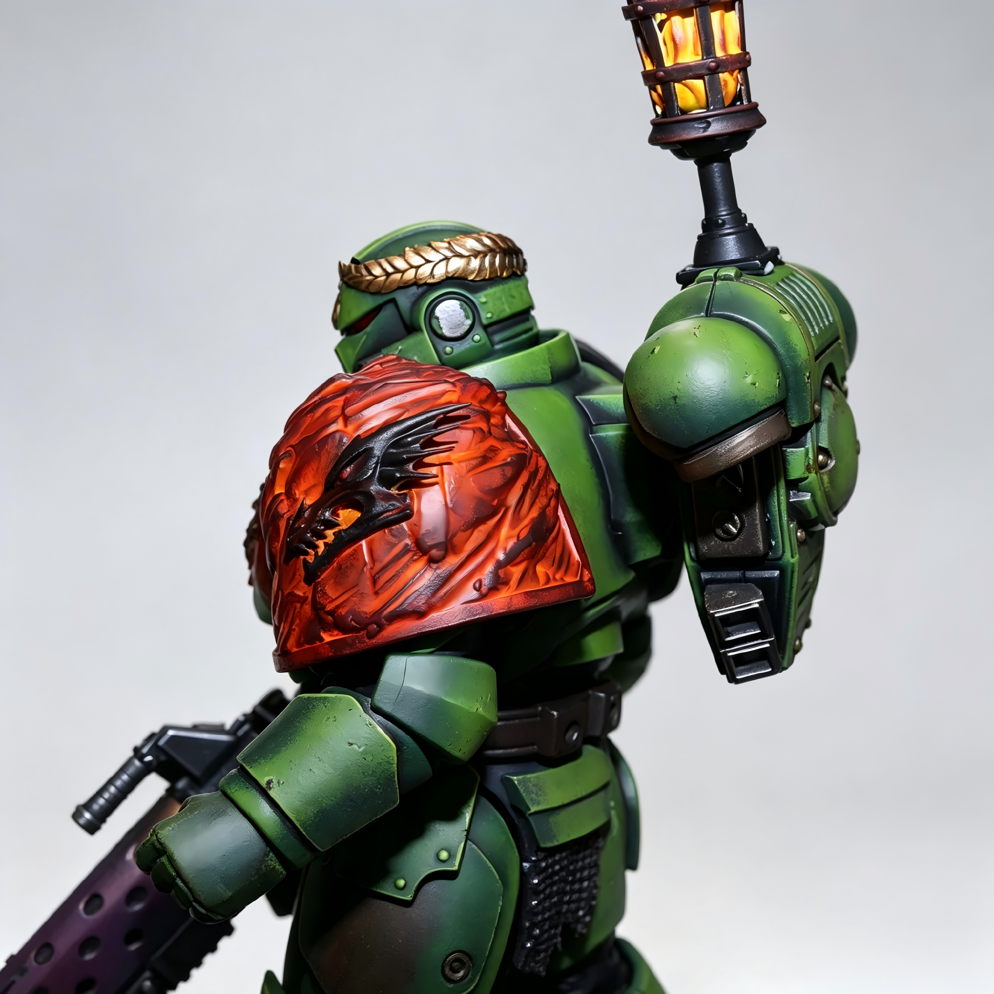 Salamanders Chapter Champion - 1/18 Custom (Magma Scale Armor & Pyreblaster)