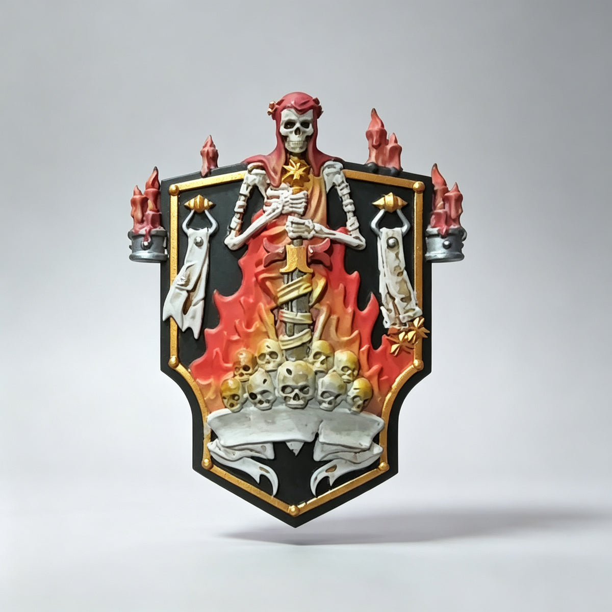 Custom Black Templars Shield - Skeletal Saint & Burning Candles