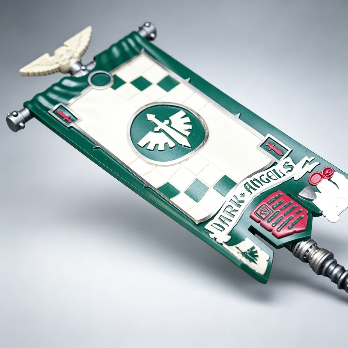 Custom Dark Angels Banner - Winged Sword & Checkered Pattern