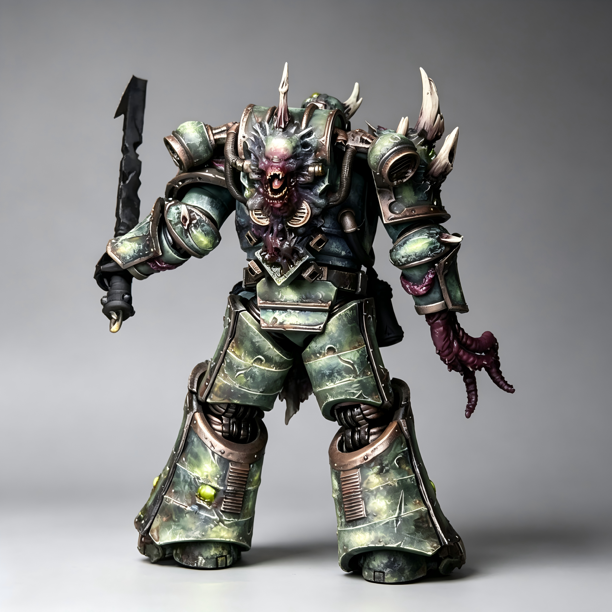 Death Guard Swine Plague Marine - 1/18 Custom (Tentacle Mutation & Plague Cleaver)