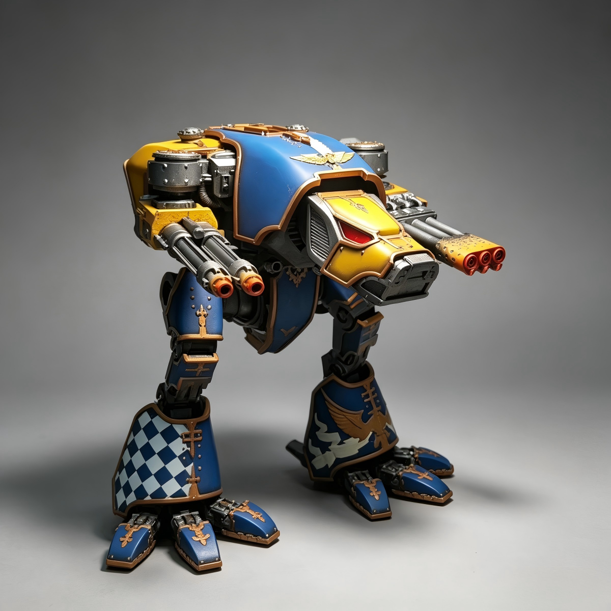 Warhound Scout Titan (10inches ) - 1/18 Custom Hand-Painted Mecha (Cobalt Blue & Gold)