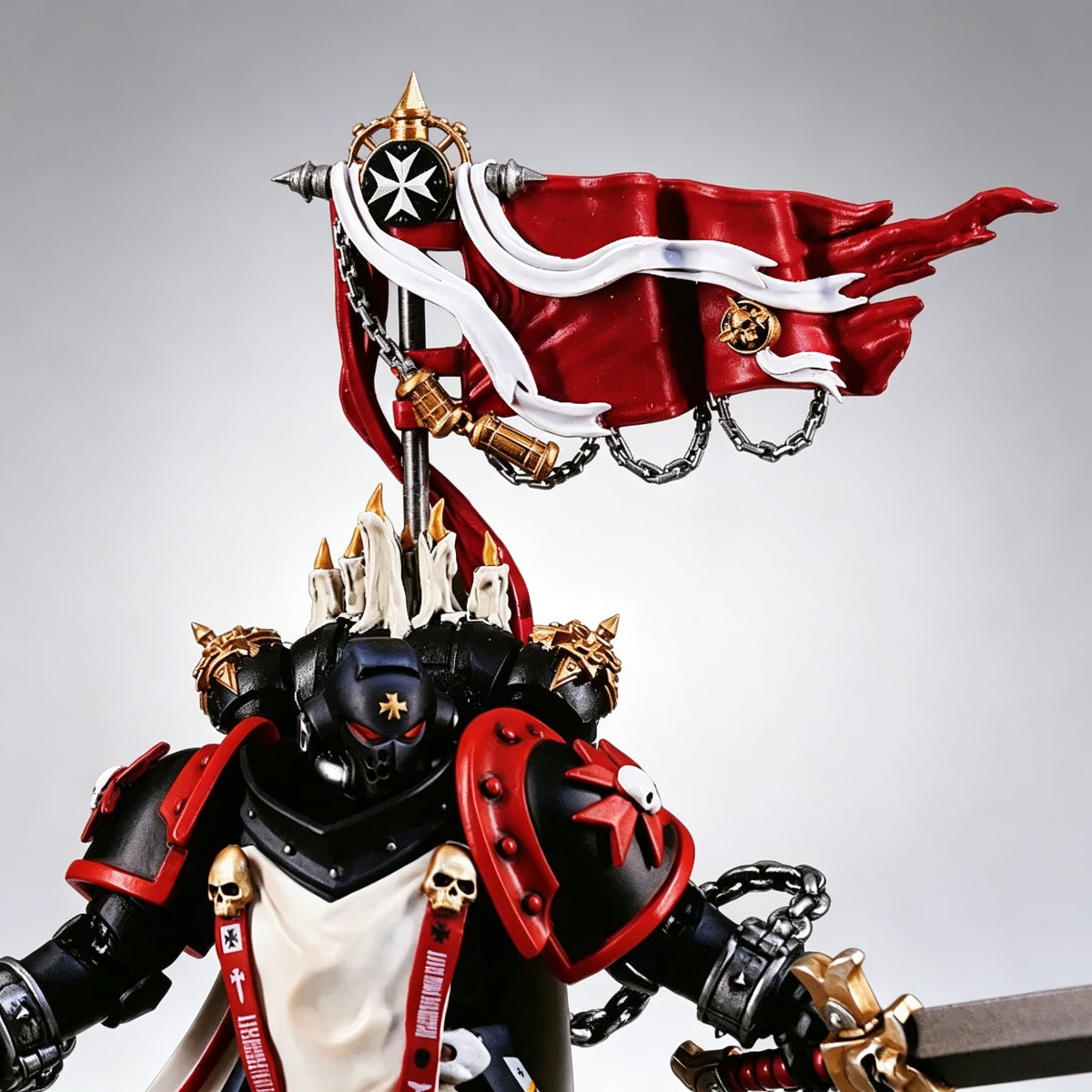 Custom Black Templars Backpack Banner - Red Flag & Maltese Cross