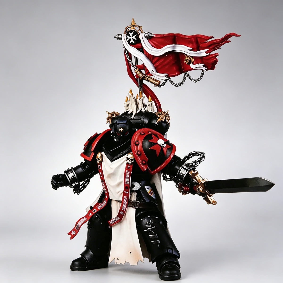 Custom Black Templars Backpack Banner - Red Flag & Maltese Cross