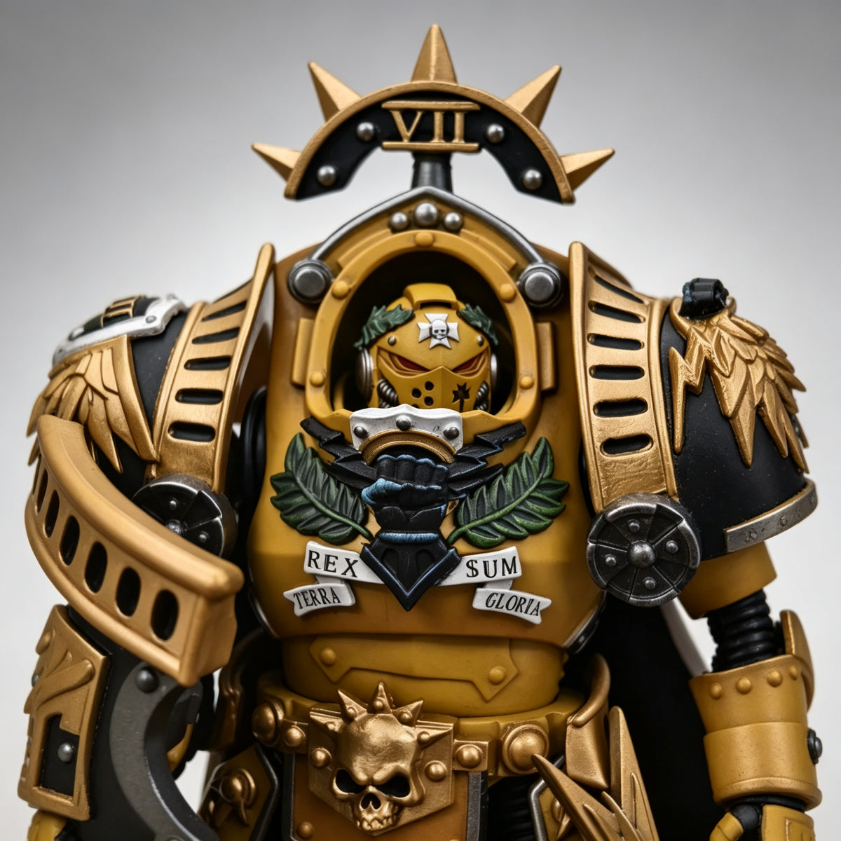 Custom Imperial Fists Laurel Wreath Helmet - 1/18 Action Figure Upgrade