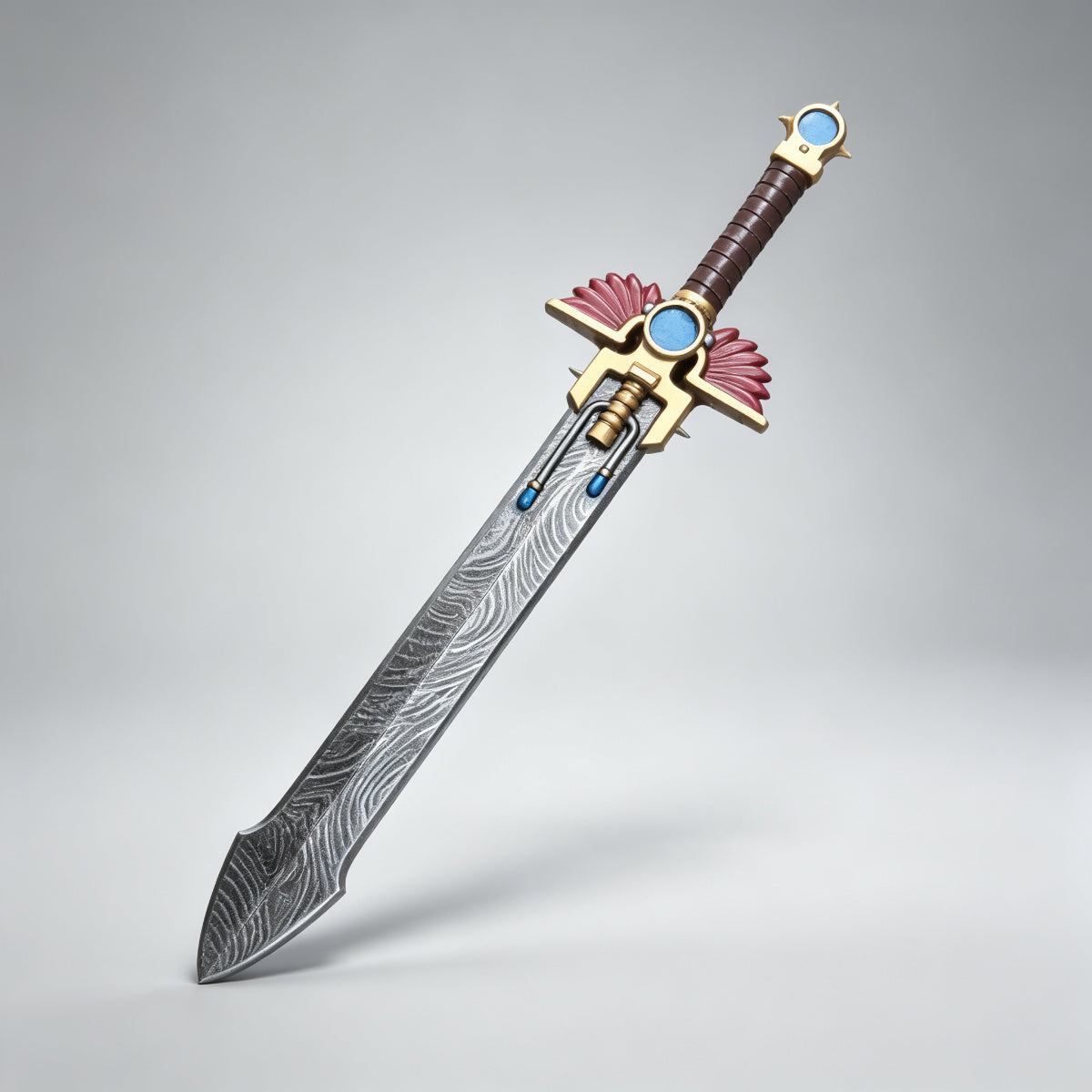Custom Power Sword with Damascus Pattern - 1/18 Action Figure Weapon Upgrade