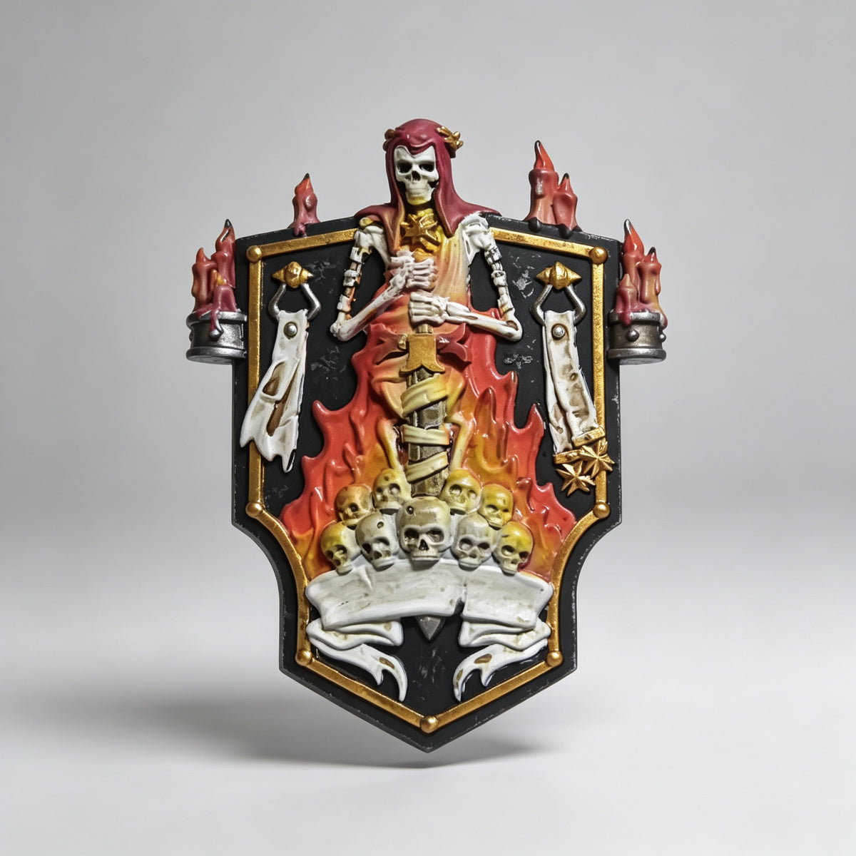 Custom Black Templars Shield - Skeletal Saint & Burning Candles