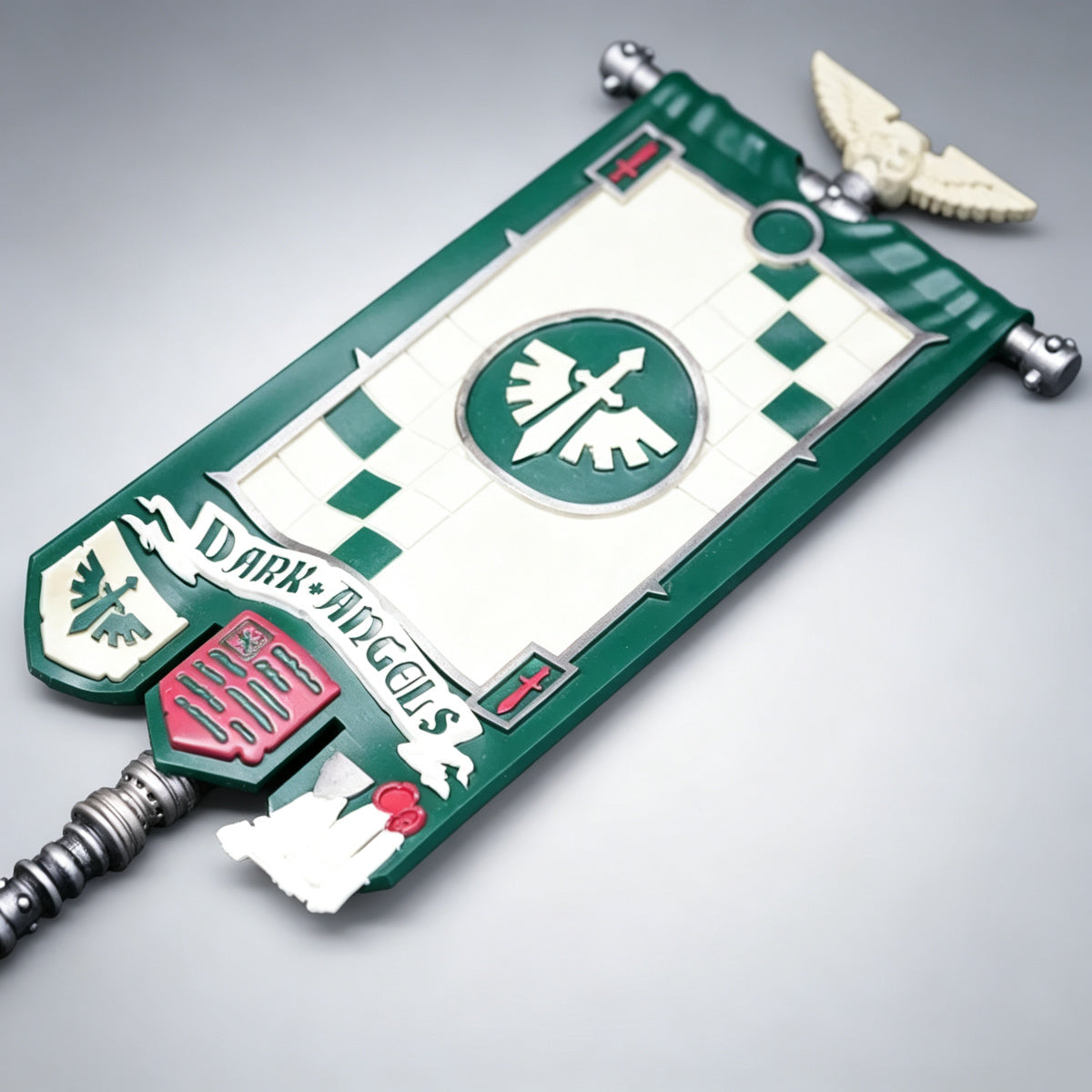 Custom Dark Angels Banner - Winged Sword & Checkered Pattern