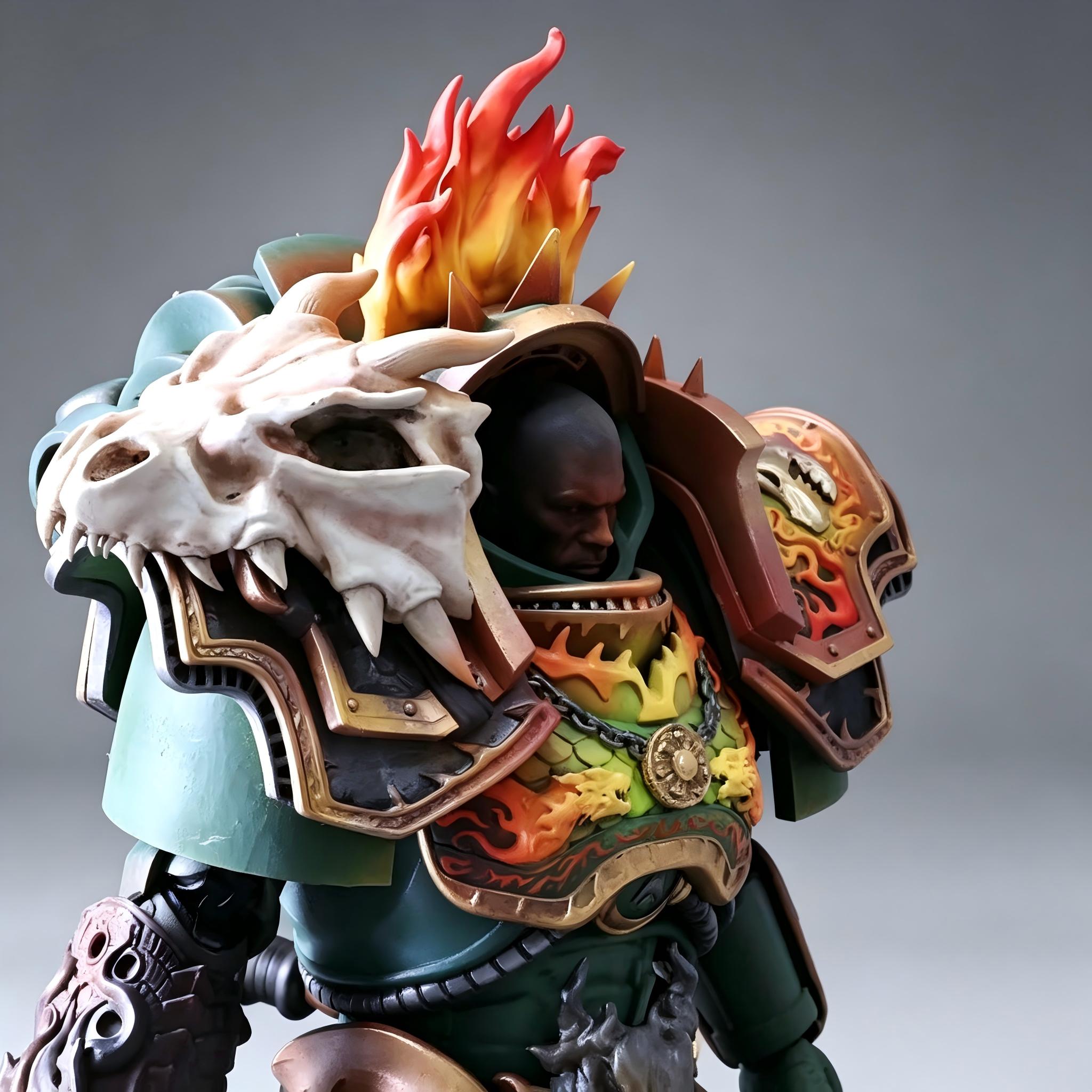 Salamanders Primarch Vulkan: Lord of Dragons (9.8 in) Fully Articulated Custom Action Figure