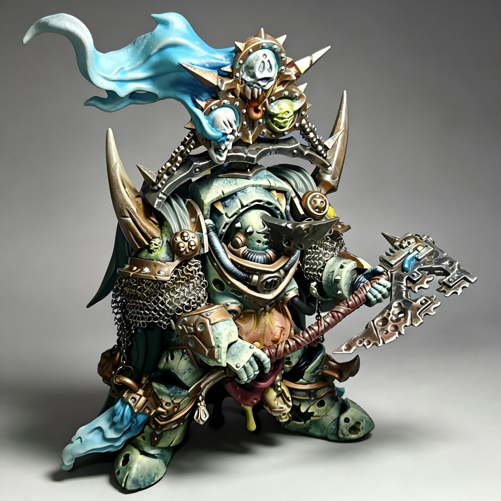 Death Guard Lord of Contagion - 1/18 Custom (Relic Cataphractii Armor & Plague Cleaver)