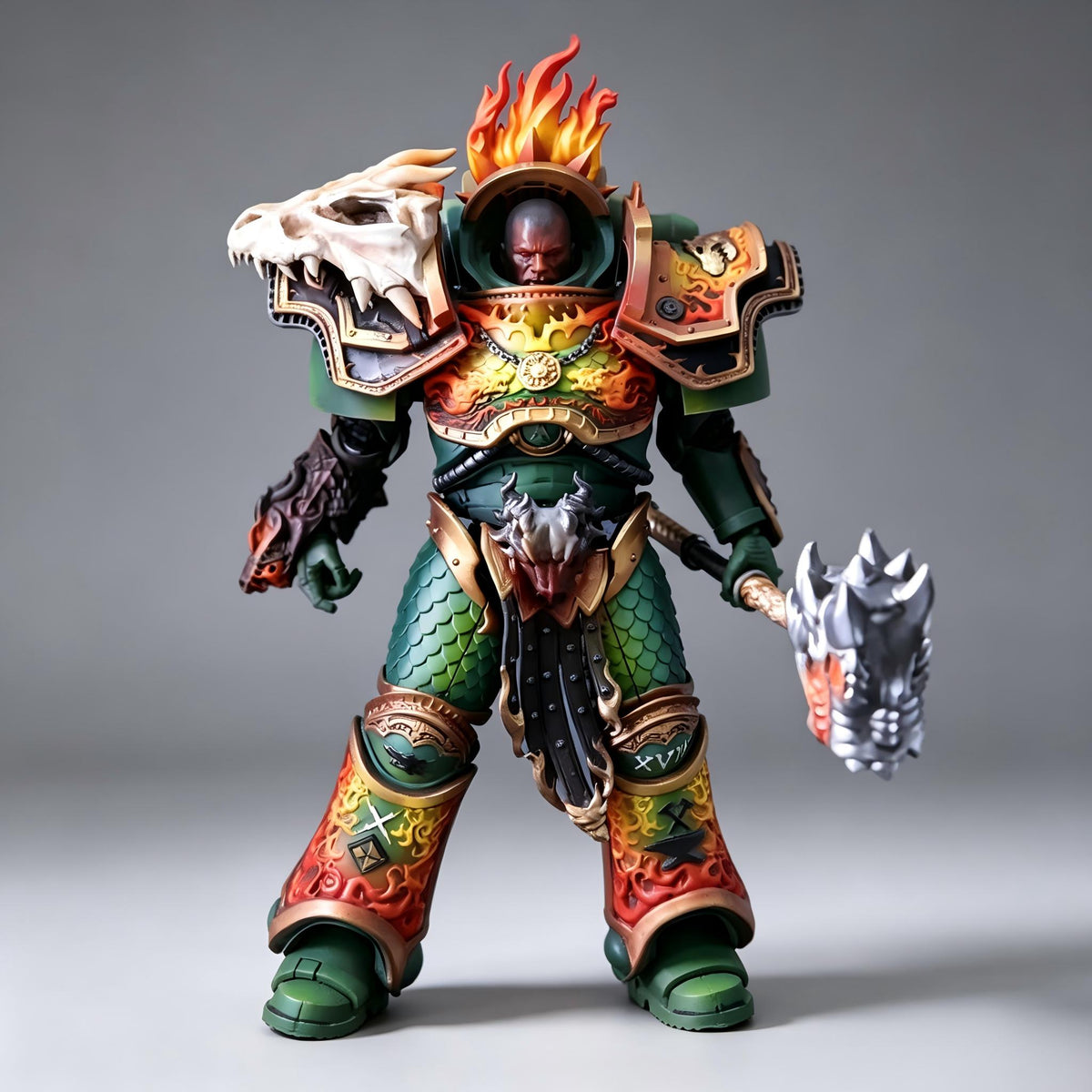 Salamanders Primarch Vulkan: Lord of Dragons (9.8 in) Fully Articulated Custom Action Figure