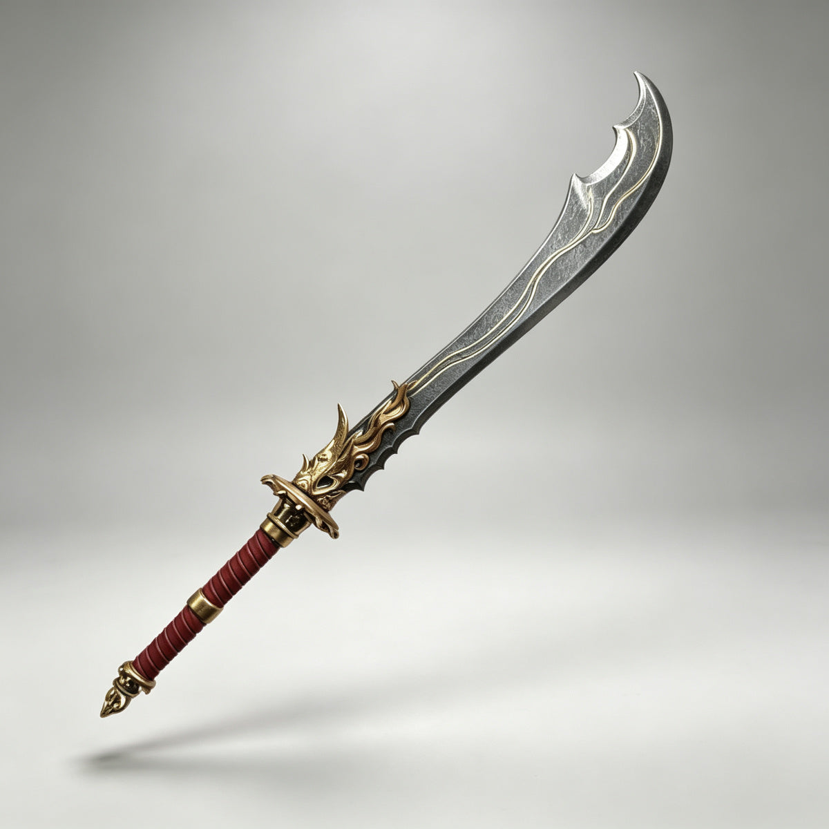 Custom Curved Power Dao with Damascus Pattern - 1/18 Action Figure Weapon Upgrade