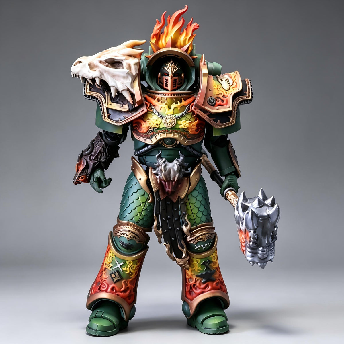 Salamanders Primarch Vulkan: Lord of Dragons (9.8 in) Fully Articulated Custom Action Figure
