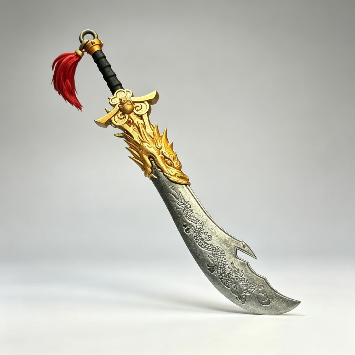 Custom Dragon Guan Dao Curved Power Blade - 1/18 Action Figure Weapon Upgrade
