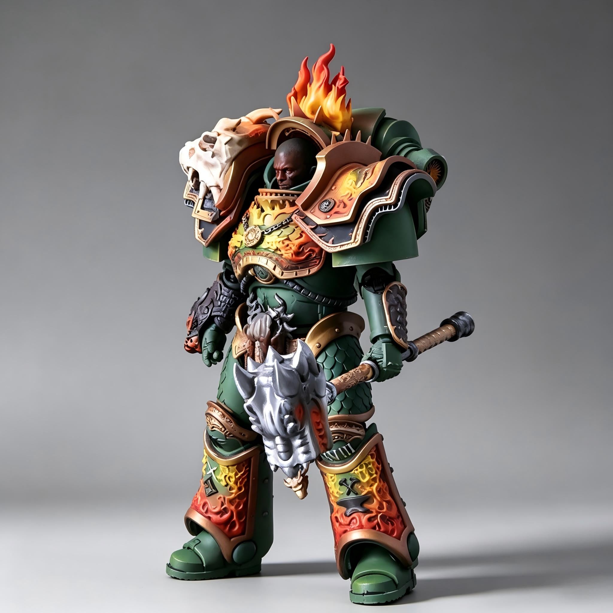 Salamanders Primarch Vulkan: Lord of Dragons (9.8 in) Fully Articulated Custom Action Figure