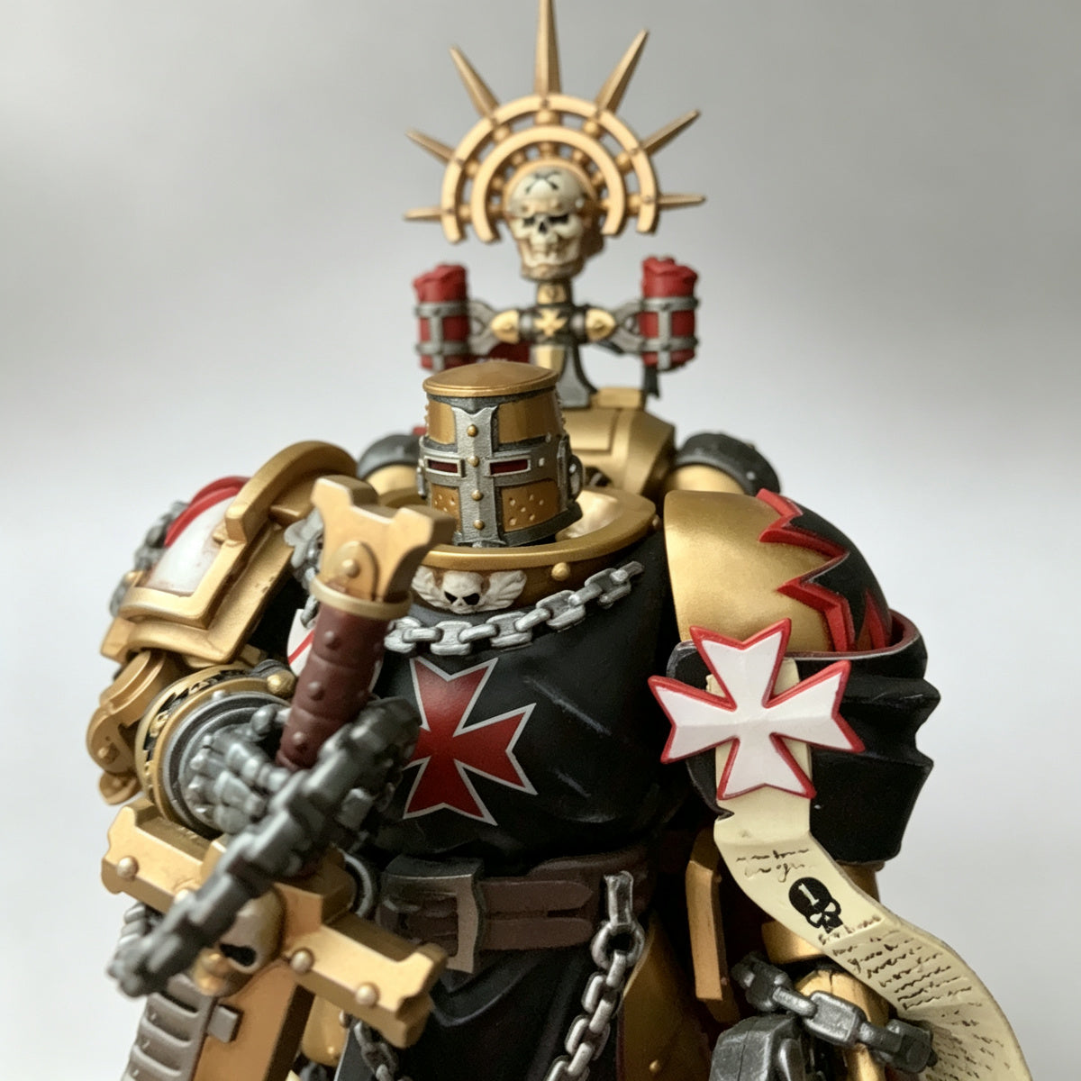 Custom Black Templars High Marshal Relic Great Helm - 1/18 Action Figure Head Sculpt Upgrade