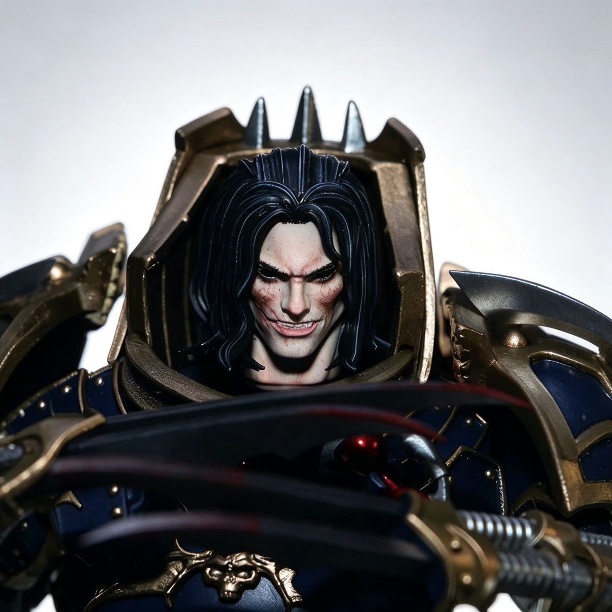Custom Night Lords Konrad Curze Primarch Unhelmeted Head Sculpt - Custom Action Figure Head Upgrade