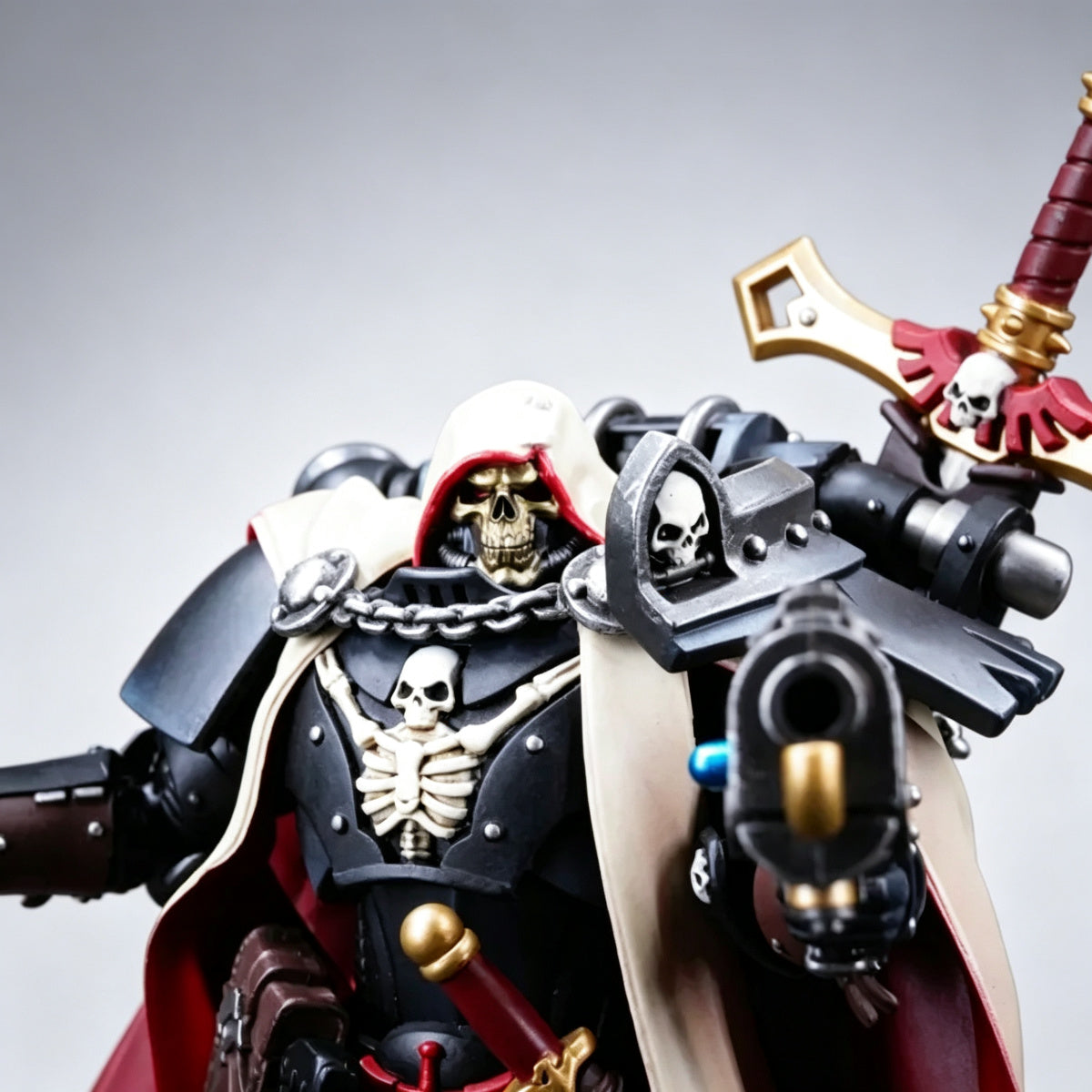 Custom Cypher Helmet - White Hood & Gold Skull