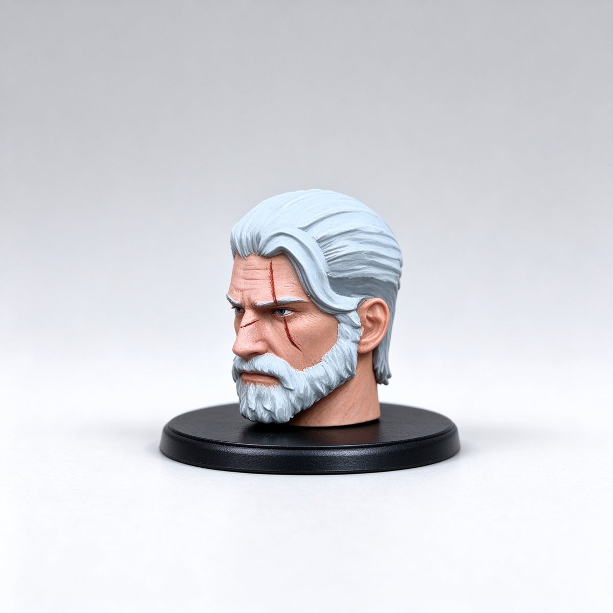 Custom Black Templars High Marshal Helbrecht Unhelmeted Head Sculpt - 1/18 Action Figure Head Upgrade
