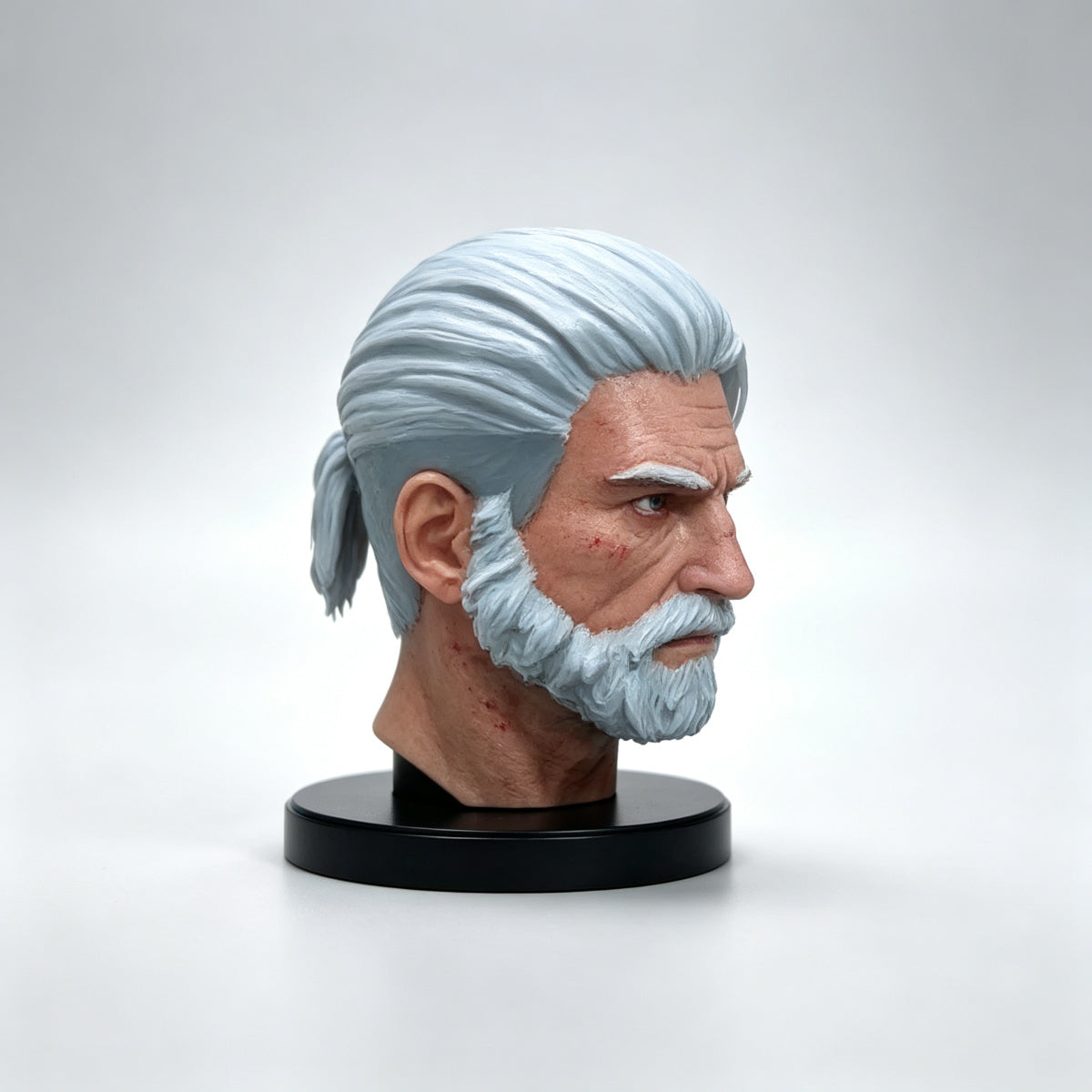 Custom Black Templars High Marshal Helbrecht Unhelmeted Head Sculpt - 1/18 Action Figure Head Upgrade