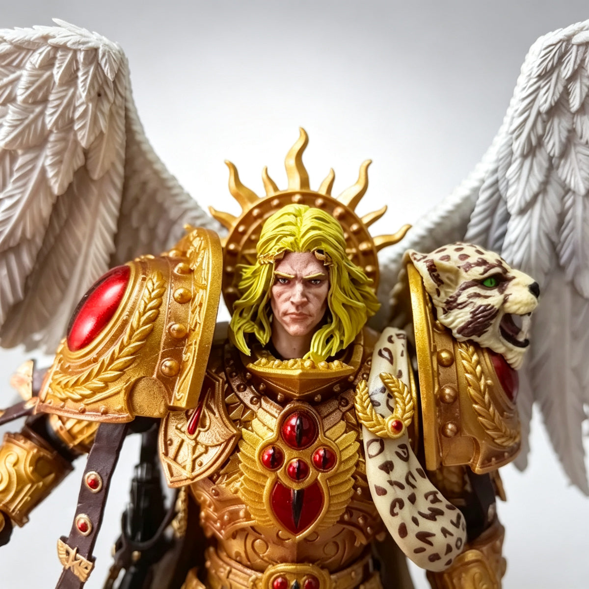 Custom Blood Angels Sanguinius Primarch Unhelmeted Head Sculpt - Custom Action Figure Head Upgrade