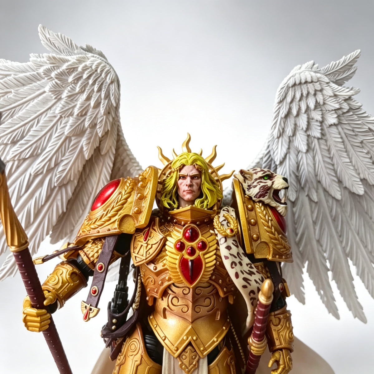 Custom Blood Angels Sanguinius Primarch Unhelmeted Head Sculpt - Custom Action Figure Head Upgrade