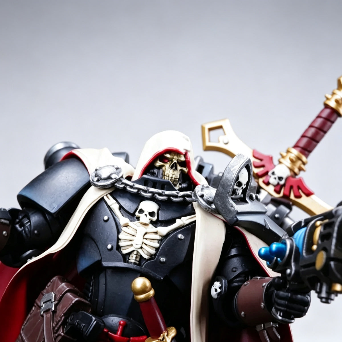 Custom Cypher Helmet - White Hood & Gold Skull