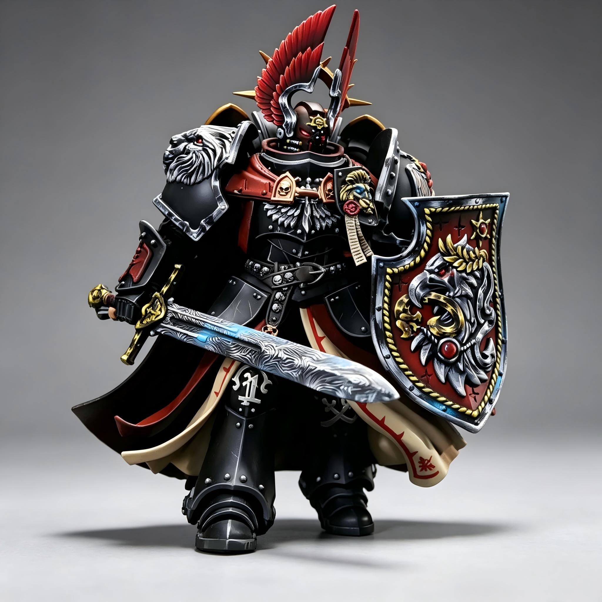Dark Angels Primarch Lion El'Jonson Apocrypha Edition 1/18 Scale Custom Action Figure (Dual Head Sculpt Edition)