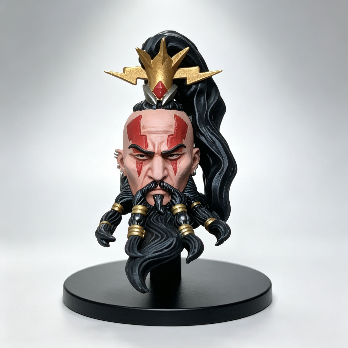 Custom White Scars Jaghatai Khan Primarch Unhelmeted Head Sculpt - Custom Action Figure Head Upgrade