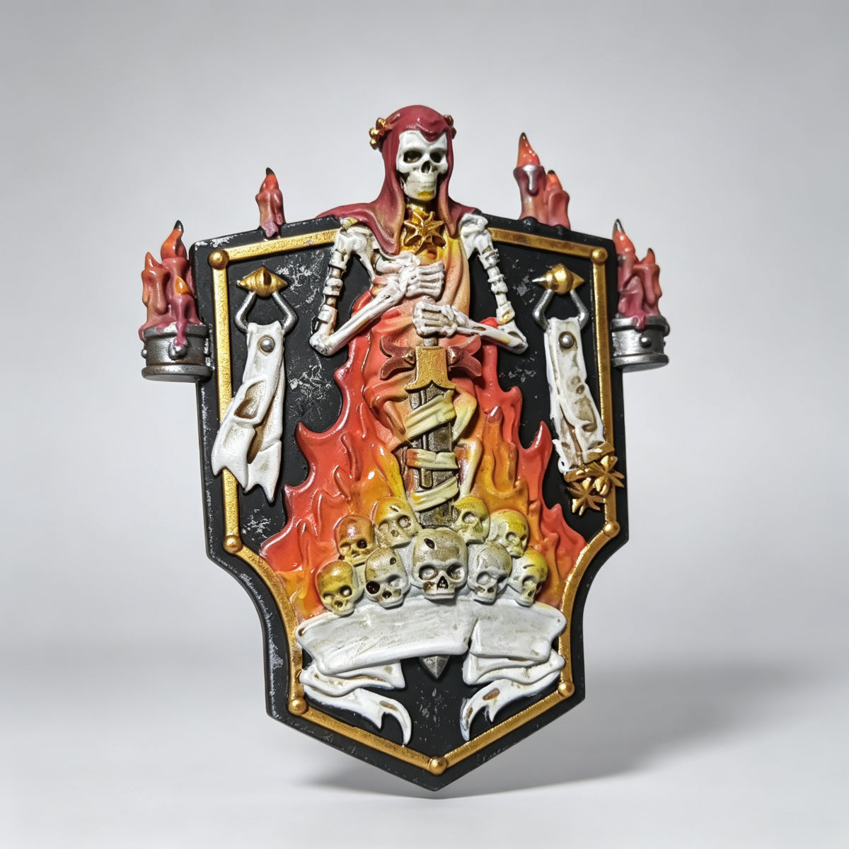 Custom Black Templars Shield - Skeletal Saint & Burning Candles