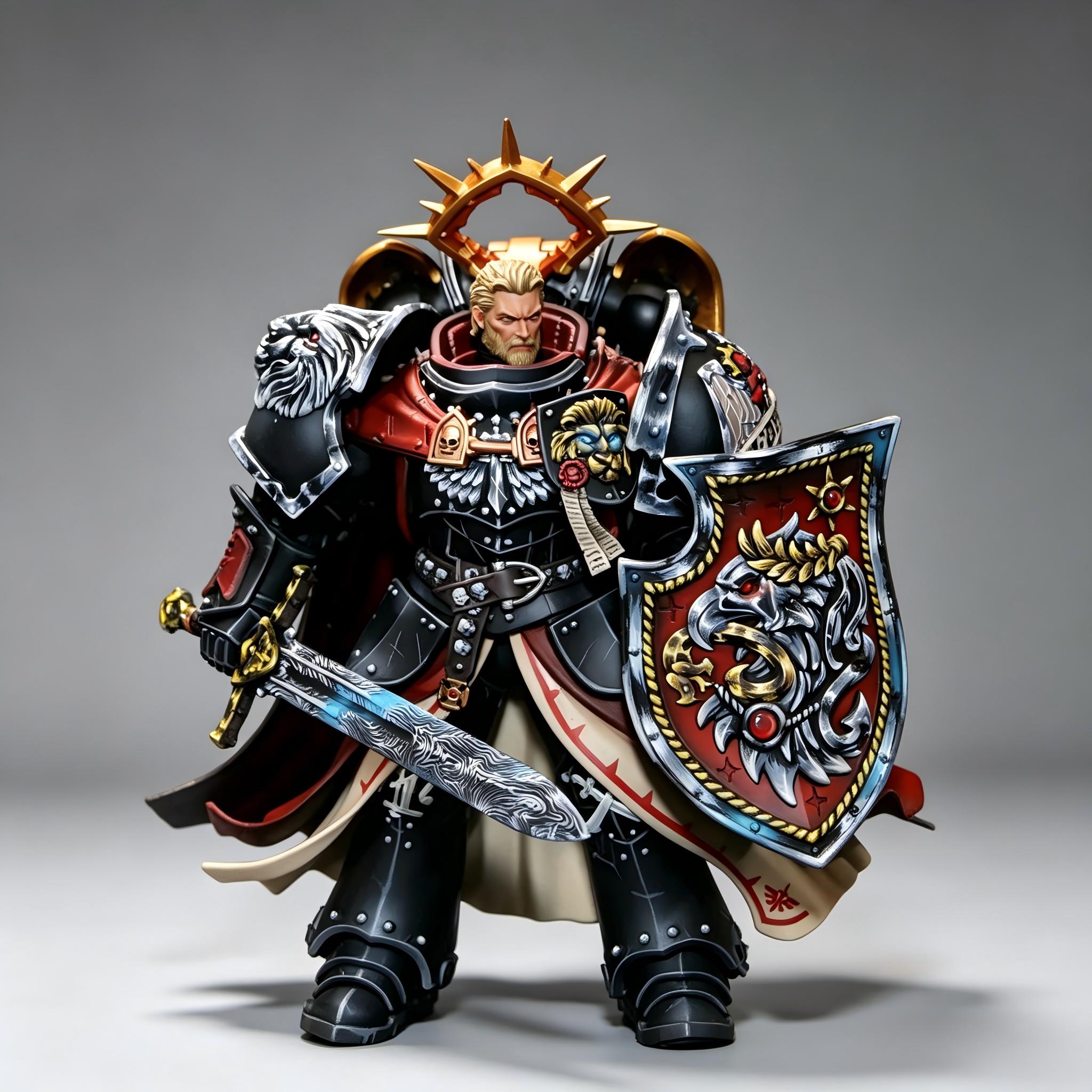 Dark Angels Primarch Lion El'Jonson Apocrypha Edition 1/18 Scale Custom Action Figure (Dual Head Sculpt Edition)