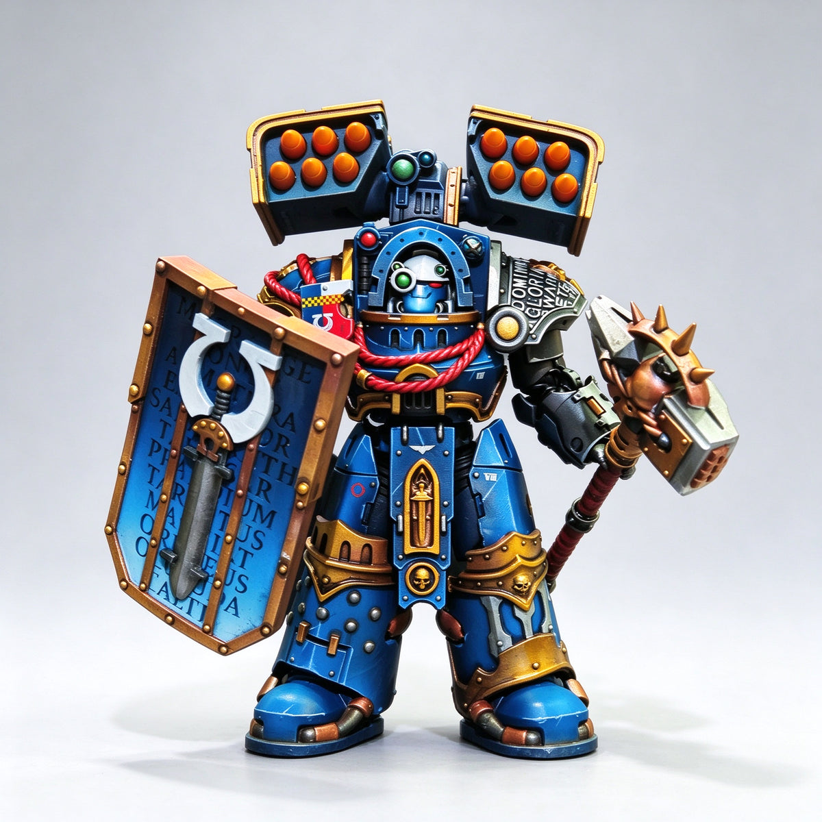 Custom 1/18 Ultramarines Terminator Captain with Cyclone Missile Launcher & Thunder Hammer