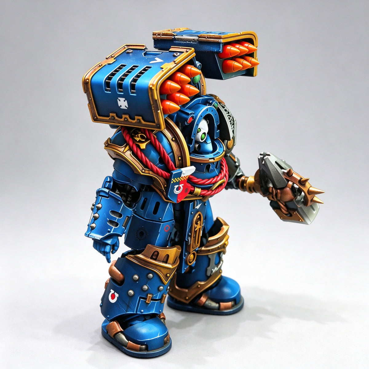 Custom 1/18 Ultramarines Terminator Captain with Cyclone Missile Launcher & Thunder Hammer