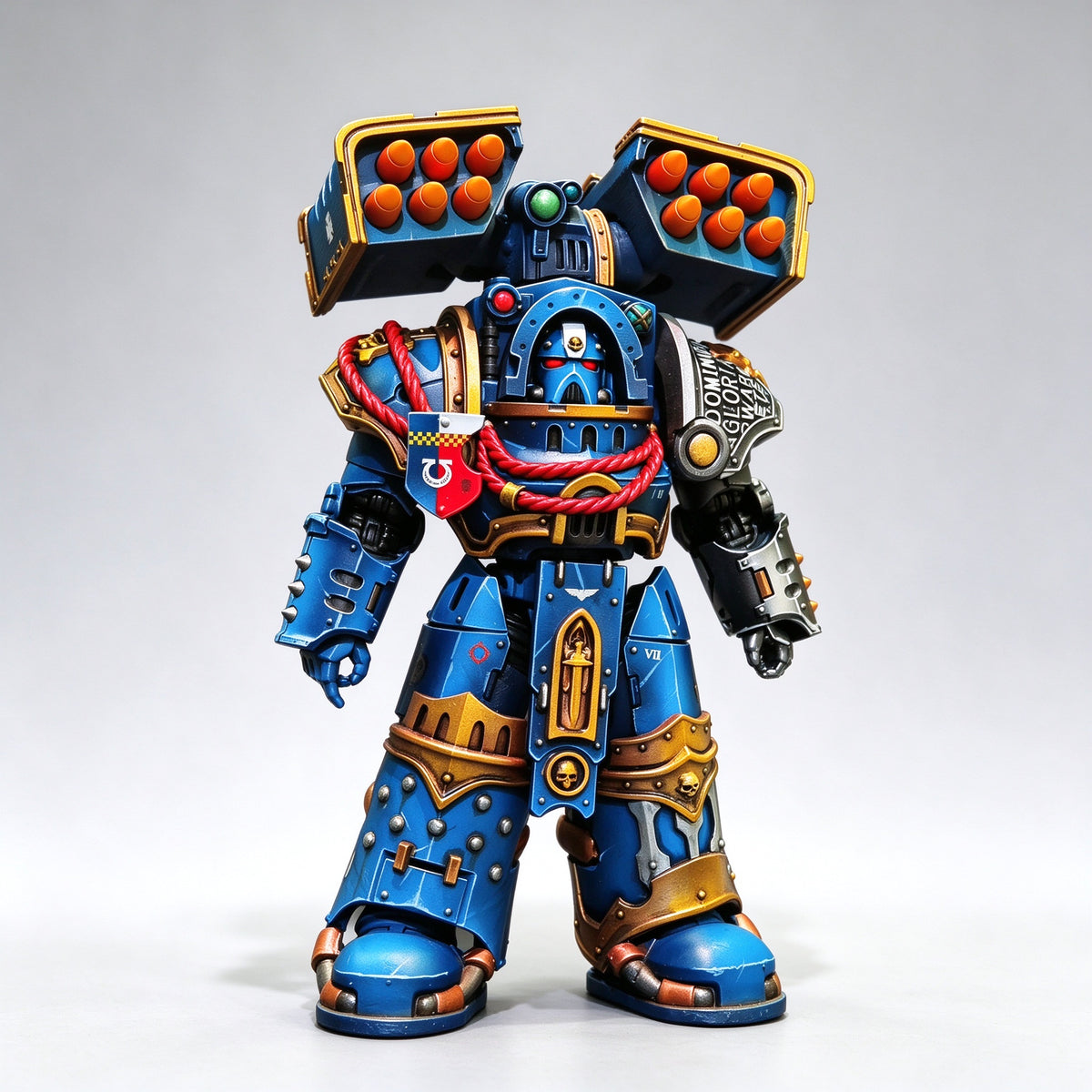 Custom 1/18 Ultramarines Terminator Captain with Cyclone Missile Launcher & Thunder Hammer