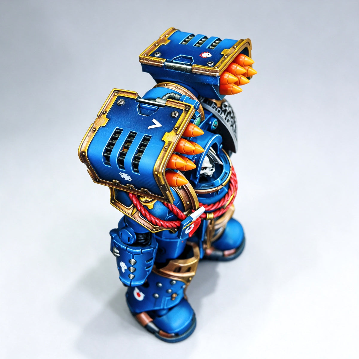Custom 1/18 Ultramarines Terminator Captain with Cyclone Missile Launcher & Thunder Hammer