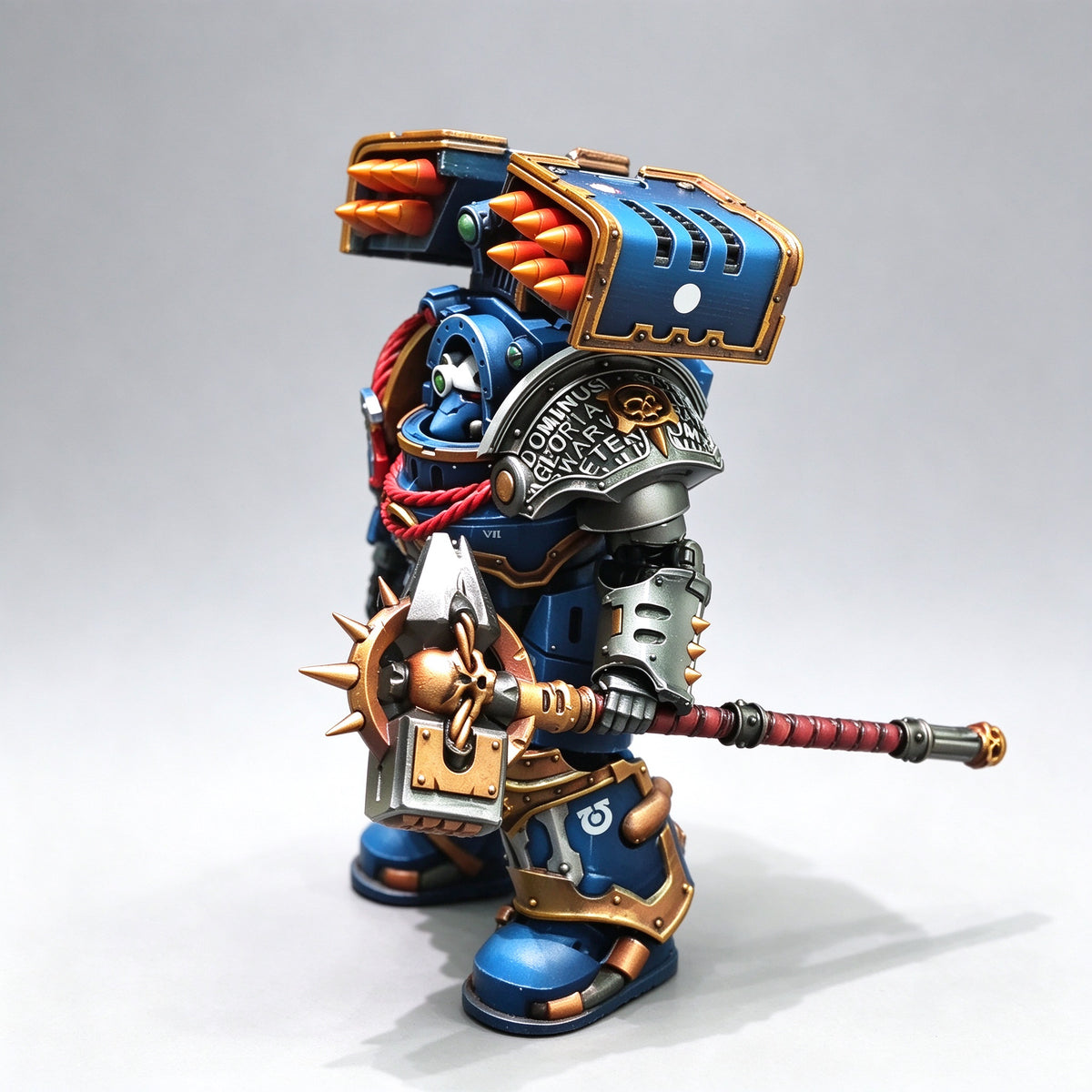 Custom 1/18 Ultramarines Terminator Captain with Cyclone Missile Launcher & Thunder Hammer