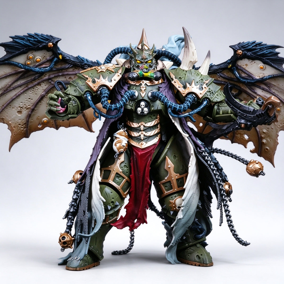 Custom Death Guard Mortarion Primarch Helmeted Head Sculpt - Custom Action Figure Upgrade