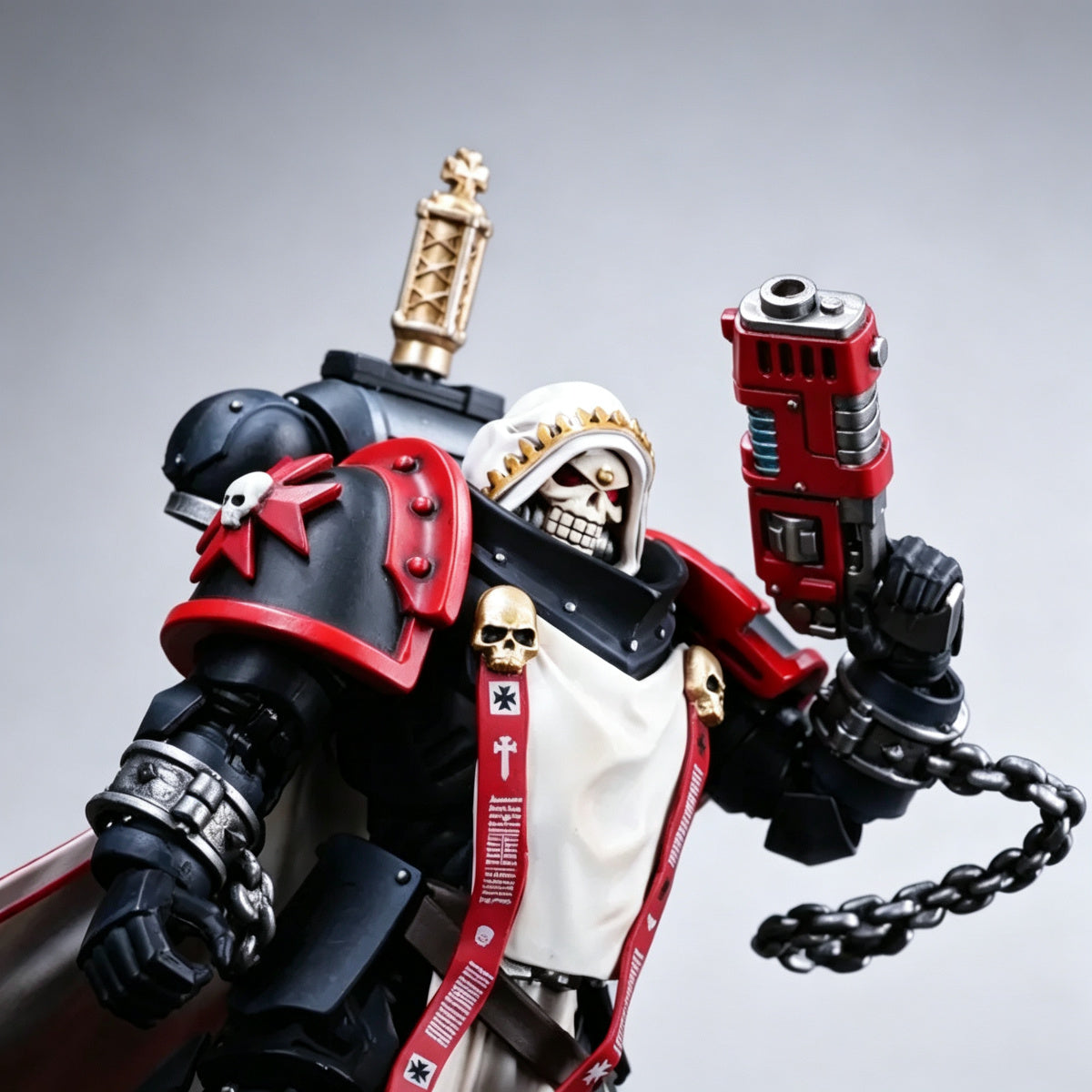 Custom Black Templars Helmet - White Hooded Skull