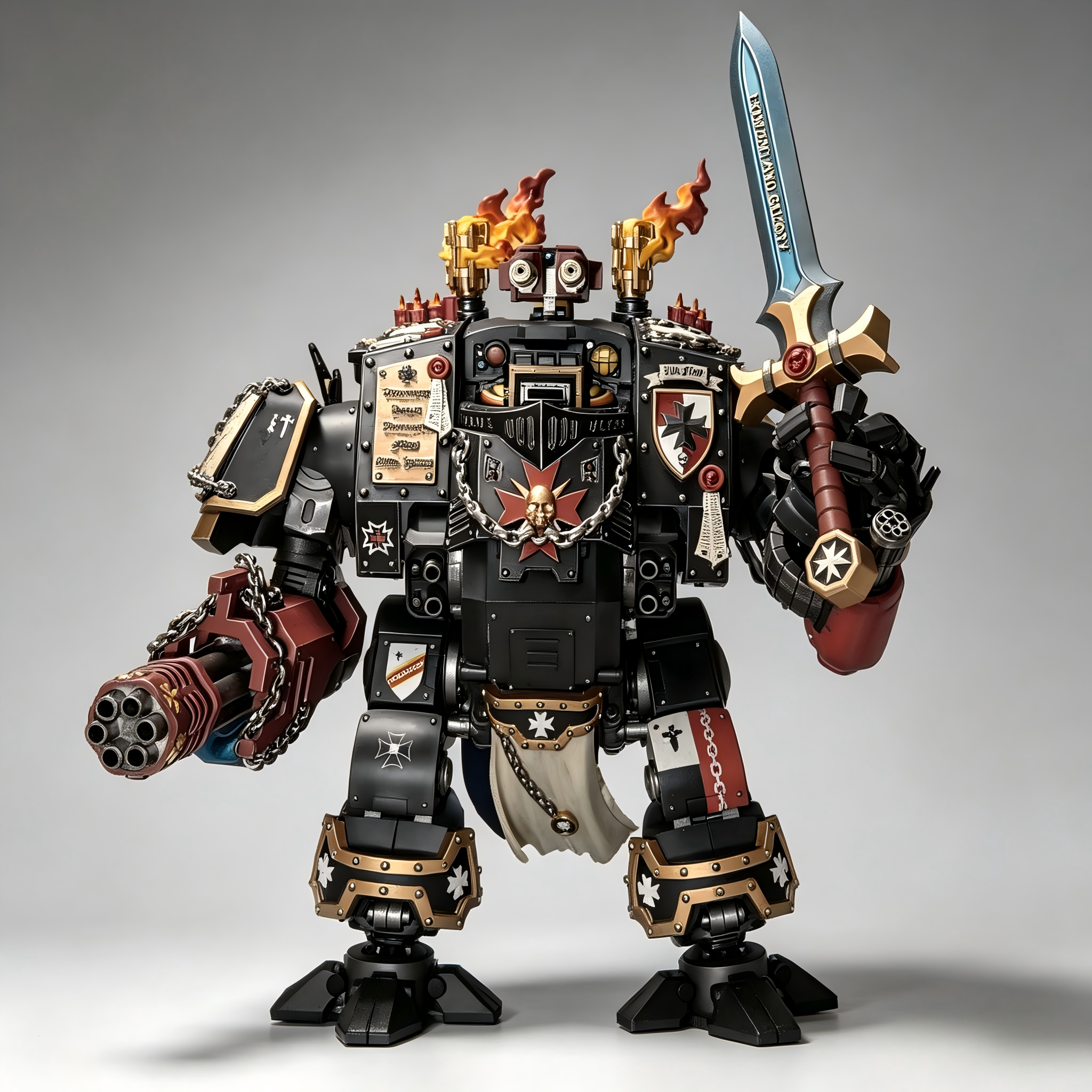 Black Templars Redemptor Dreadnought w/ Relic Greatsword - 1/18 Custom Repaint