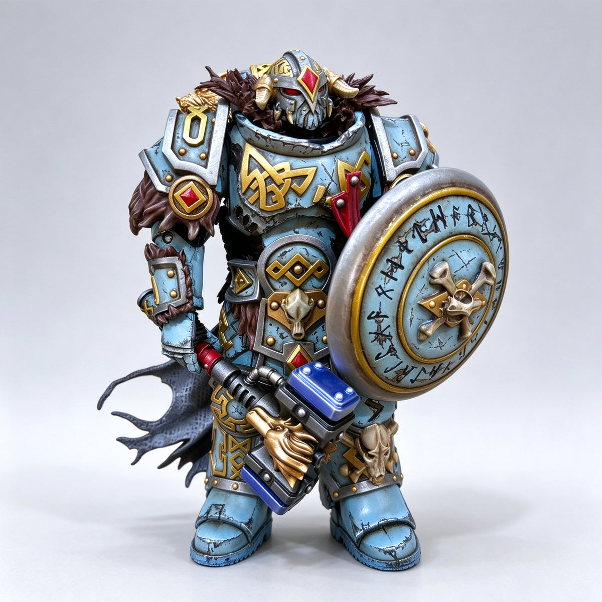 Custom 1/18 Space Wolves Wolf Lord Terminator (Dual Head Sculpts, Frost Axe & Thunder Hammer)
