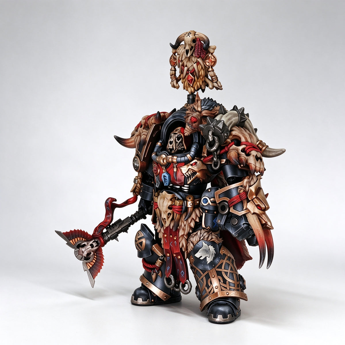 Custom 1/18 Space Wolves Wolf Lord Terminator (Black & Red Relic Armor Edition)