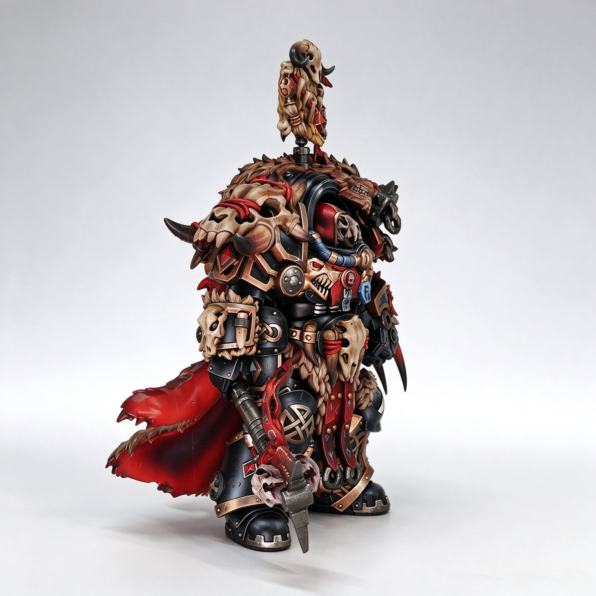 Custom 1/18 Space Wolves Wolf Lord Terminator (Black & Red Relic Armor Edition)